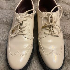 Franco Sarto Cream Leather Oxfords